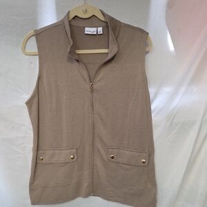 Kim Rogers Taupe Sleeveless Zip Front Vest PL